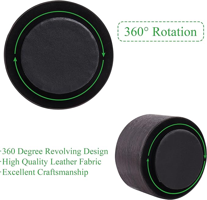 Hennaja Round Leather Art Supply Organizer,Remote Control Holder,360 Degree Spinning,Multi-Functional Pencil Holder,4 Compartments Desktop Stationary Organizer(1-Dark Brown2)