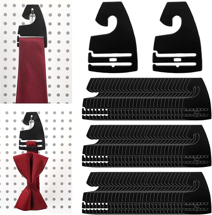 Maxdot 200 Pcs Tie Hangers, Plastic Neck Tie Holders for Display, Black Necktie Hook Hangers for Men Retail Closet, 2.8 x 2 inches