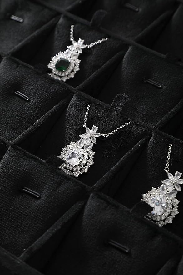 Stackable Jewelry Trays, Velvet Earring Box,Premium Necklace Box,Luxury Jewelry Display Case,Black Pendant Trays