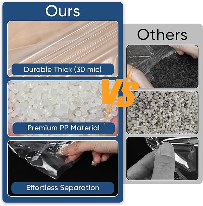 100 Pack 23.6"x40" Garment Bags for Hanging Clothes, Thick Clear Plastic Dry Cleaning Covers for Closet Storage & Travel