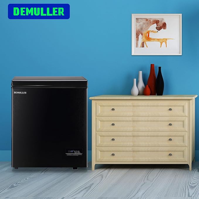 Chest Freezer with Electronic Panel, Accurate Temperature Display to 1 ℉ 4.0 Cu.ft Deep Freezing Machine with 2 Removable Baskets Suitable for Home Kitchen Apartment Black