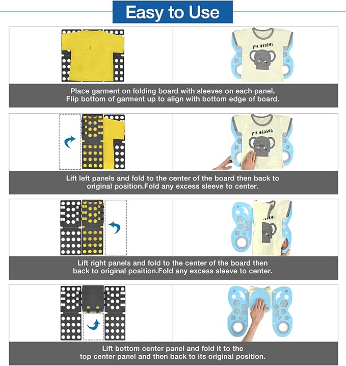 BoxLegend Shirt Folding Board Shirt Folder Durable Plastic with Drawing Aid Art Design Ruler for Adults and Kids(Black &Blue)