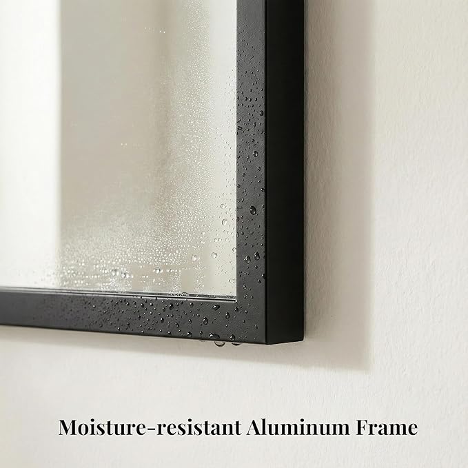 40"x30" Black Bathroom Mirror for Wall, Metal Framed Vanity Mirror Over Sink, Large Rectangular Farmhouse Decor for Fireplace, Flush Mount
