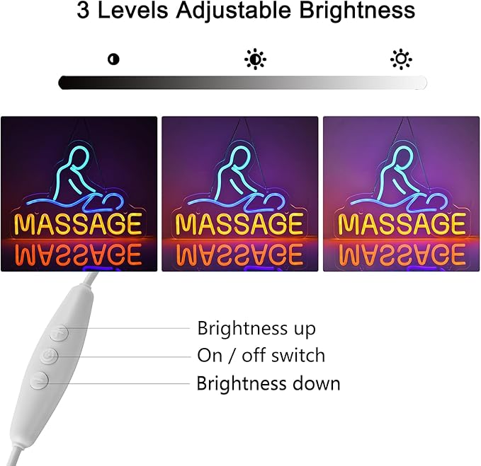 Massage Neon Sign for Wall Decor LED Light up Sign Massage Room Business Signage Spa Salon Wellness Center 16.1" x 11.8" Led Art Hanging Decorative Gifts