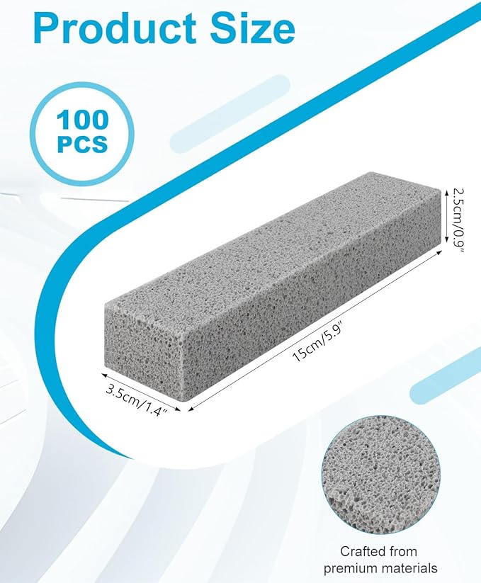 100 Pcs Pumice Stick for Toilet Cleaning, Pumice Stone for Cleaning Stove Grates, Oven, Bathroom, Grill, Kitchen, Sinks,Toilet Hard Water Stain Remover
