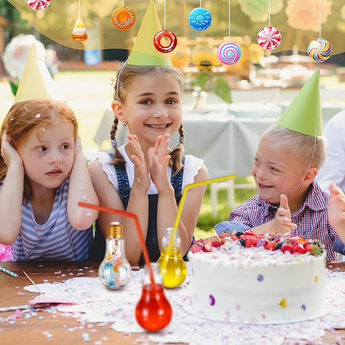 Juexica 108 Pieces Plastic Fillable Light Bulb Ornaments Clear Empty Lightbulb Containers Small Candy Bottles Drink Cups Decorative Jars for Crafts Gifts Party Favors 100 ml(Gold Cap)