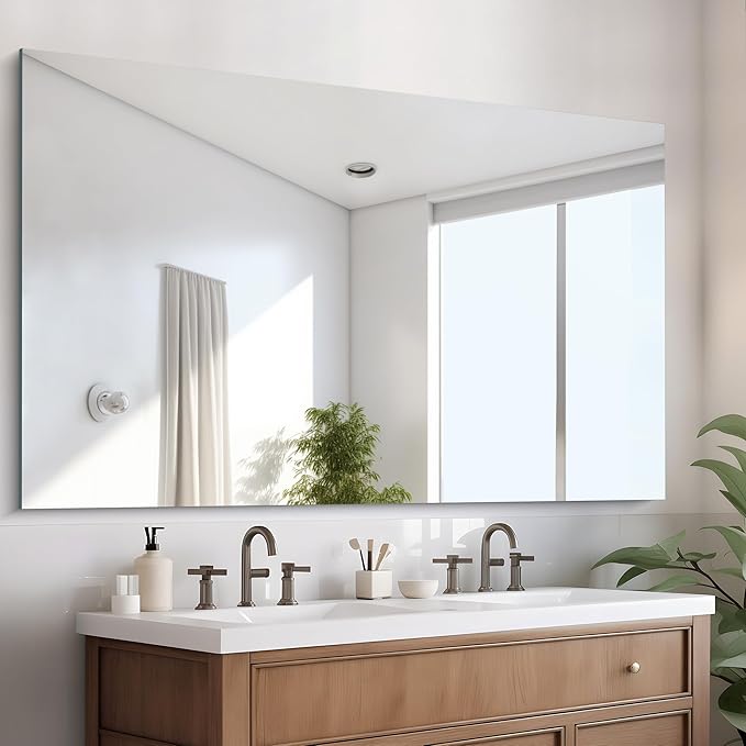 CILIBER Frameless Mirror, 60x36 Large Bathroom Mirrors for Wall, Upgraded Shatterproof Rectangle Vanity Mirror Over Sink with Polished Edge for Bathroom,Bedroom,Living Room and Entryway