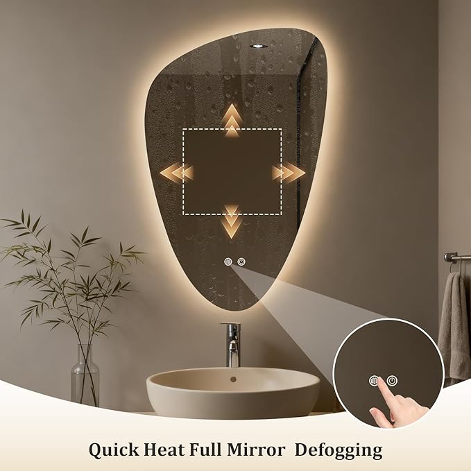 WallBeyond LED Bathroom Mirror with Lights, 20 x 31 Inch Led Bathroom Vanity Mirror for Wall, Anti Fog Mirror for Bathroom, 3 Colors and Dimmable Light