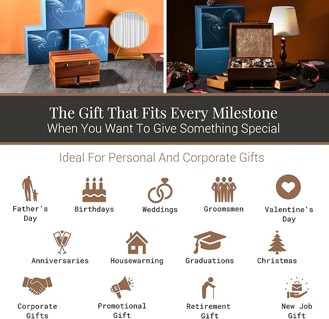 Shanik Luxury Large Watch Box for Men – 8 Slot Organizer with Velvet Pillows, Pull-Out Drawers for Accessories, Jewelry & Oversized Timepieces