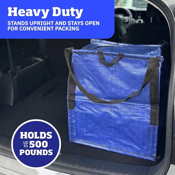DURASACK Heavy Duty Storage Tote Bag with Zipper Top 22-Gallon Rugged Woven Polypropylene Moving Bag, Reusable Self-Standing Design, Holds up to 500 Pounds, Single, Blue