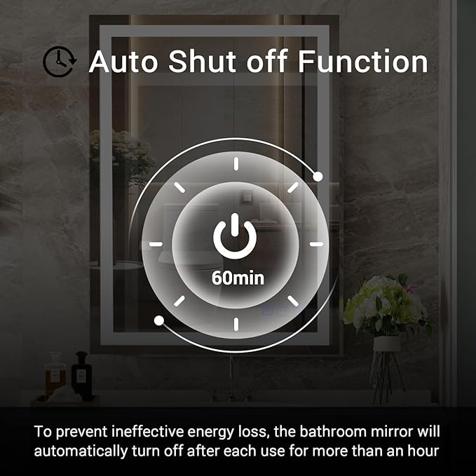 24"x36" LED Bathroom Mirror – Front Lighted Vanity Makeup Mirror, 3-Color Stepless Dimmable, Anti-Fog, CRI 95+, Memory Function, Large Smart Mirror for Wall