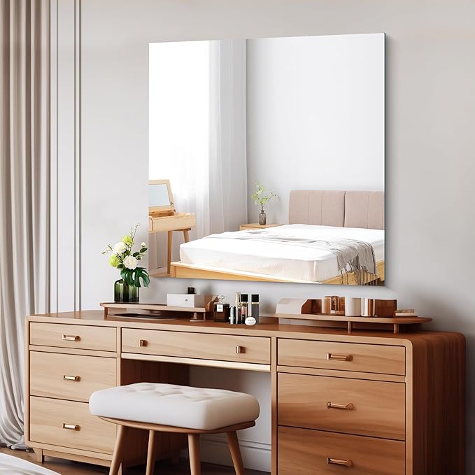 CILIBER Frameless Mirror, 39x39 inch Square Bathroom Mirrors for Wall, Upgraded Shatterproof Vanity Mirror Over Sink with Polished Edge for Bathroom,Bedroom,Living Room and Entryway