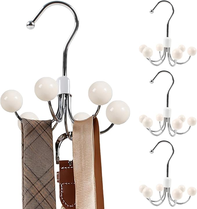 4 Pack Hoodie Hanger for Organizer 360° Swivel Closet Hooks for Belt, Space-Saving Hanger Bra Storage, Accessorise Organizer for Tie, Hat, Tanktop, Scarf, Purse