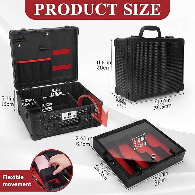 Large Barber Carrying Case, Hairdresser Tool Box Organizer Traveling Case, Portable Travel Barber Suitcase for Hair Stylist Pet Groomer Beauty Salon Makeup Artist