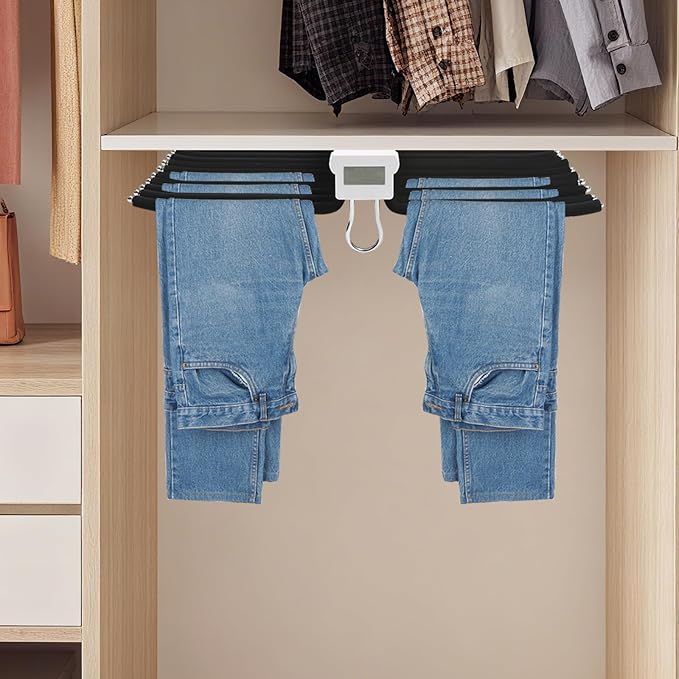 Pull Out Pants Rack, 22 Arms Pants Organizer for Closet Tie Scarf Display Wardrobe Slide Out Trousers Rack Clothes Storage Organizers for Space Saving and Storage 23.2 x 18.1inch (Black)
