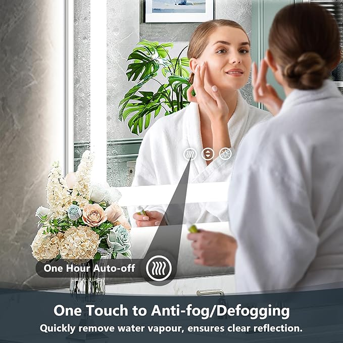 20x30 Inch LED Bathroom Mirror with Lights Front and Backlit Lighted Vanity Mirror for Bathroom Wall with 3 Colors Dimmable Anti-Fog Memory Shatter-Proof IP54 Waterproof Horizontal/Vertical