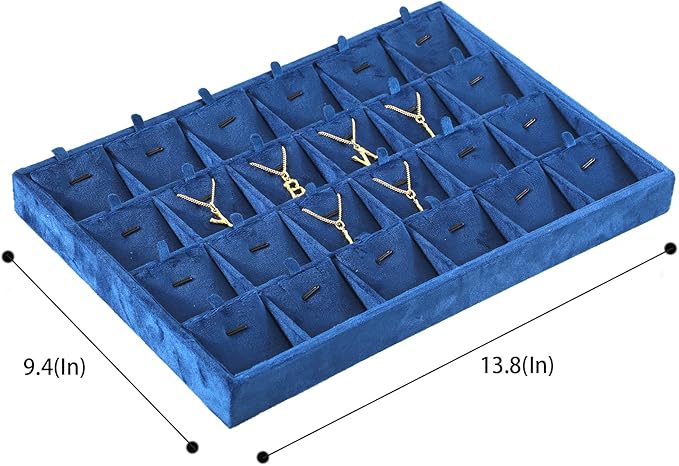 Necklace Display Tray, Velvet Jewelry Organizer, Premium Pendant Display,Luxury Earrings Organizer,Blue Necklace Organizer