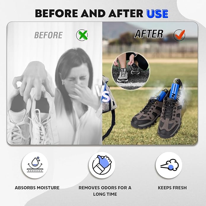 Hikeen Shoe Deodorizer Activated Charcoal Shoe Eliminator Glove Deodorizers for Boots, Gym Bags, Hockey Gloves, Boxing Soccer Gear