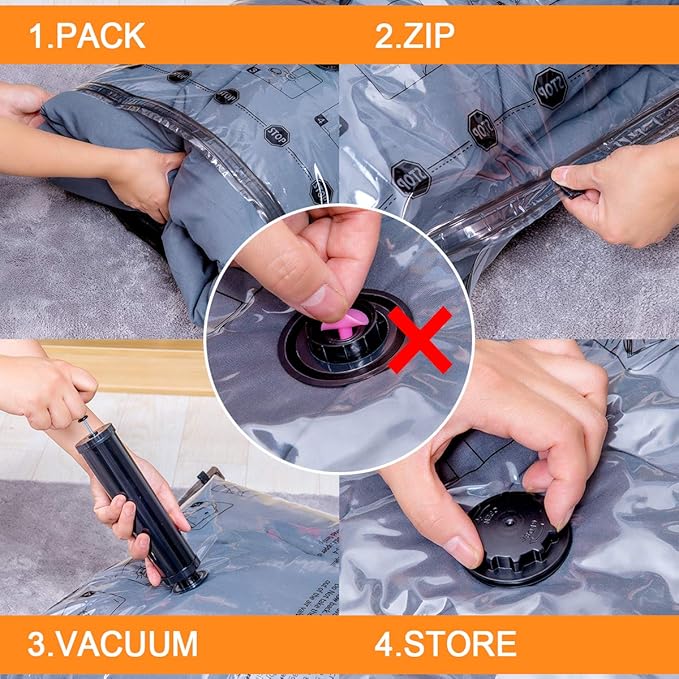 Vacuum Storage Bags (5 x Jumbo, 5 x Large), Space Saver Sealer Compression Bags with Travel Hand Pump for Blankets, Comforters, Pillows, Clothes Storage