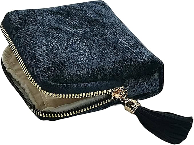 Small Travel Jewelry Case - Jewelry Travel Organizer Bag with Tassel Zipper for Bracelets, Necklaces, Bangles, Jewelry Organizer Storage Bag Gift for Women Girls - LJB001-Dark Blue