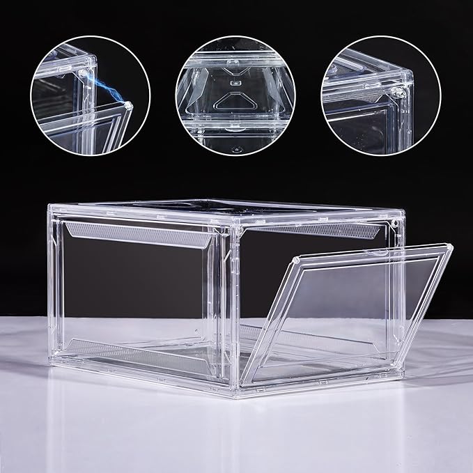 12 Pack Acrylic Shoe Boxes,Clear Plastic Stackable Sneaker Box,Shoe Containers,Shoe Display Case,Sneaker Storage,Fits Up to Size 15