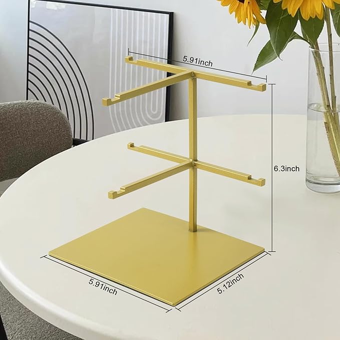 Sunglass Display Stand,Gold Double-Layer Glasses Stand, Carbon Steel countertop sunglass display stand,1-Pack,Suitable for Retail Stores and Home Use Eyeglass Rack(PATENTPENDING)
