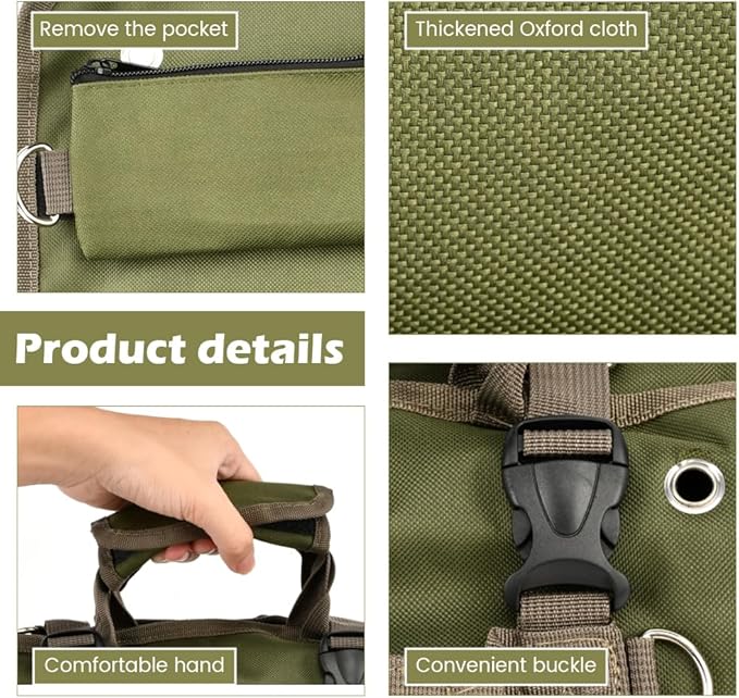 Roll-Up Tool Bag Heavy-Duty Waterproof - 4 Compartments & 2 Detachable Pouches | Compact Tool Organizer for Mechanics, RV & Motorcycle Storage, Handyman & Electricians (Green, Large)