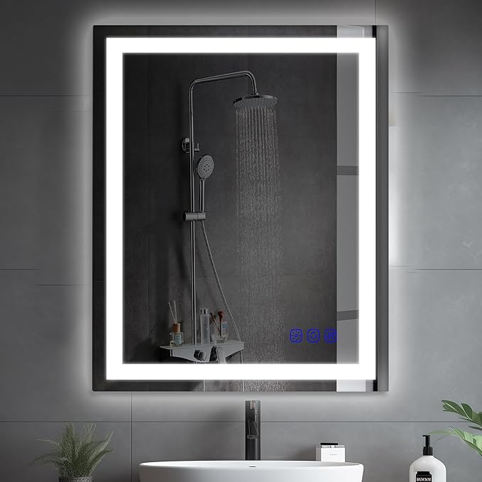 24"x32" LED Bathroom Mirror with Lights Frontlit Smart LED Mirror Bathroom for Wall Lighted Vanity Makeup Mirror with 3-Color Stepless Dimmable,Anti-Fog,CRI 95+,Memory Function