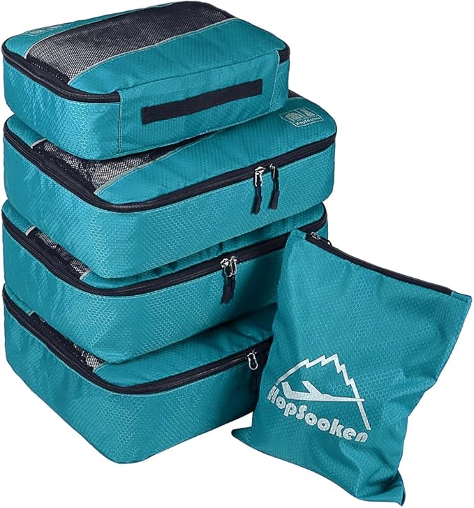 5 Set Packing Cubes for Travel Large Suitcase Luggage Organizer Bags Travel Accessories Vacation 4 Cubes 1 Laundry Pouch Bag
