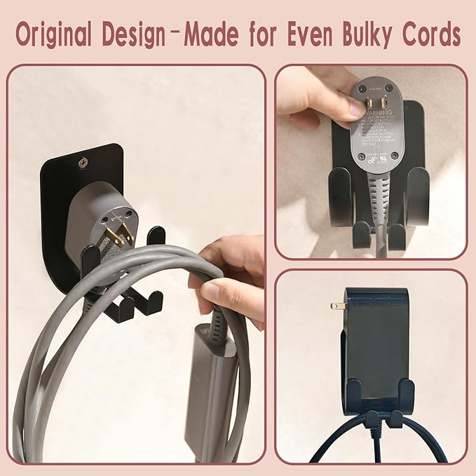 Dyson Airwrap Holder, Aluminum Curling Iron Holder Wall Mount for Dyson Airwrap/Airstraight/Shark Flex Style, Flat Iron Holder for Bathroom Storage, Black & Gold Chochoyah