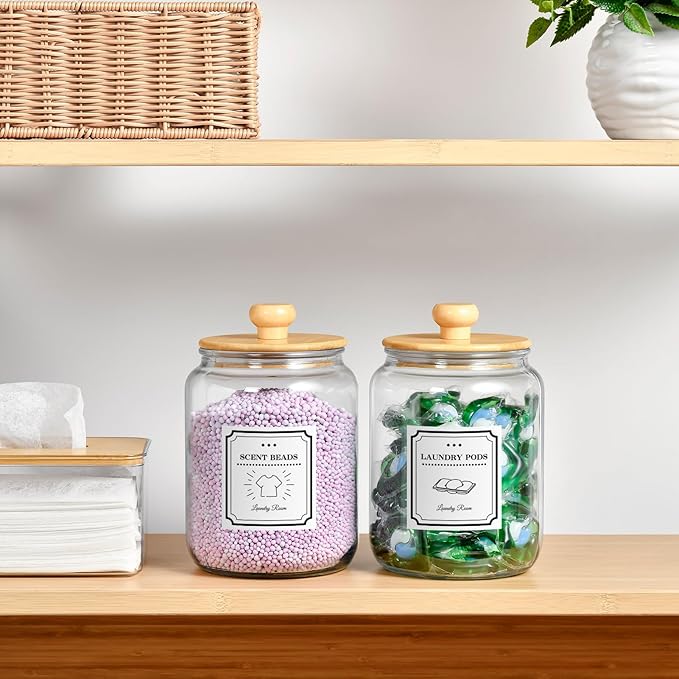 SUBEKYU Laundry Pod Containers and Dryer Sheet Holder with Lids Laundry Detergent Sheets Dispenser Laundry Room Organization Storage Box for Powder,Scent Booster Beads,Dryer Balls,Bath Salt