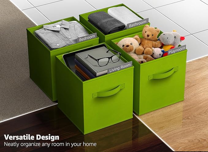 Sorbus Fabric Storage Cubes - 8 Foldable Storage Bins for Organizing Pantry, Cubbies, Toy Box - Clothes Storage & Closet Organizer - 13 Inch Collapsible Cube Baskets for Shelves with Handle