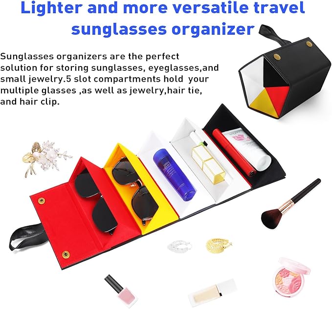 Travel Sunglasses Organizer, Sunglasses Travel Case for Multiple Pairs, Multiple Glasses Travel Case for Women, Men