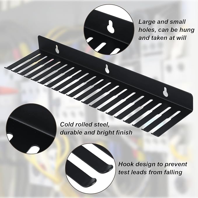2 Pack Wall Mountable Cable Hanger Organizer, 19 Slots Cable Rack for Cord Wire Management, Cable Holder Cord Rack Organizer, 19 Slots Length 14 Inch for Cable Organizer Studio Storage