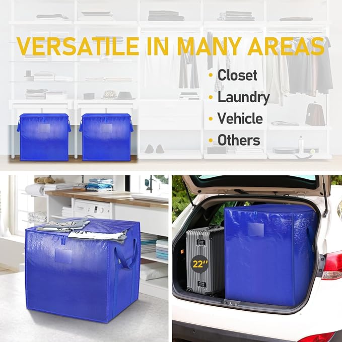 TICONN 6 Pack Extra Large Moving Bags with Zippers & Carrying Handles, Heavy-Duty Storage Tote Moving Boxes for Space Saving (6 PK, 75 Gallon)