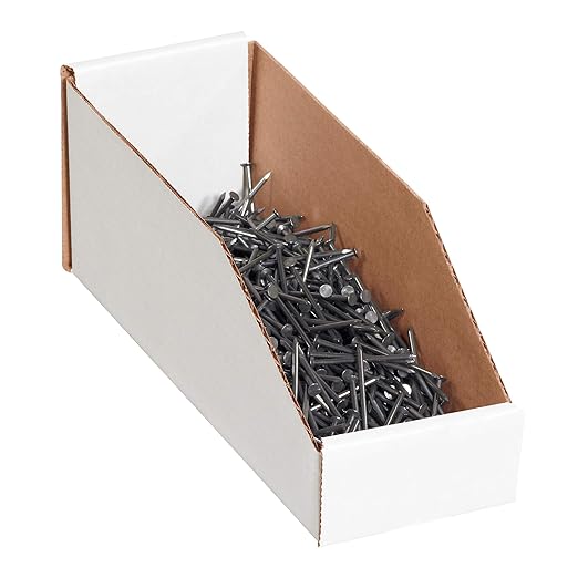 Box USA BBINBWZ418 Open Top Bin Boxes, 4" x 18" x 4 1/2", Oyster White (Pack of 50)