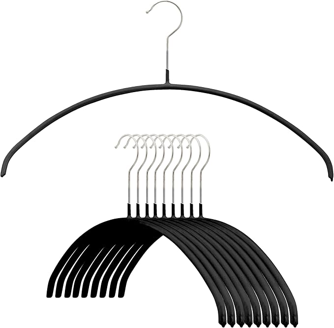 Mawa by Reston Lloyd Euro Narrow Clothing Hangers, Black, Set of 10