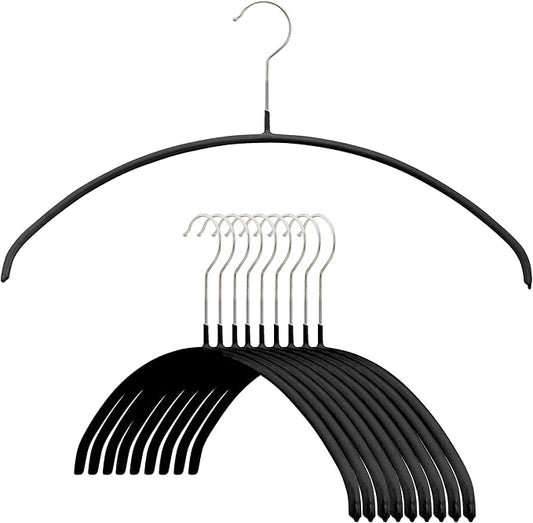 Mawa by Reston Lloyd Euro Narrow Clothing Hangers, Black, Set of 10