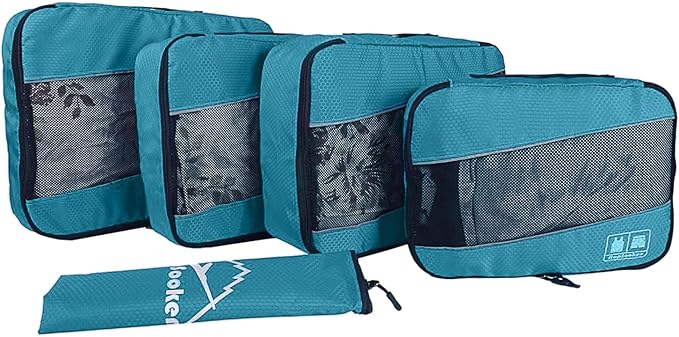 5 Set Packing Cubes for Travel Large Suitcase Luggage Organizer Bags Travel Accessories Vacation 4 Cubes 1 Laundry Pouch Bag