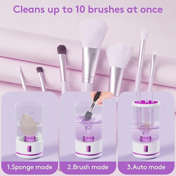 Makeup Brush Cleaner machine, 2 in 1 Makeup Brush Cleanser & Washer, 7000 RPM High-Speed Deep Cleaning, Portable Automatic Cosmetic Brush Cleaner for Foundation Brush Sponge, White