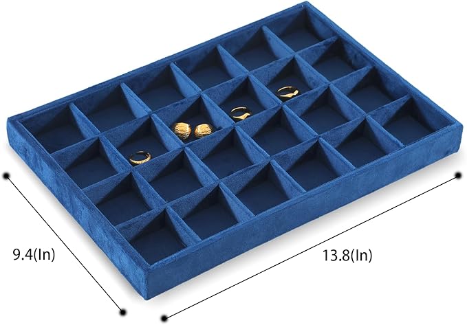 Earring Organizer Tray, Velvet Jewelry Trays，Premium Rock Organizer,Luxury Earring Storage,Blue Earring Case