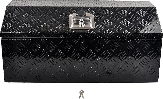 30'' Inch Aluminum Trailer Tongue Tool Box Truck Bed Toolbox Underbody Storage Organizer Waterproof Square Storage Organizer with Lock and Keys Black(‎30" L x 13.2" W x 13.5" H)