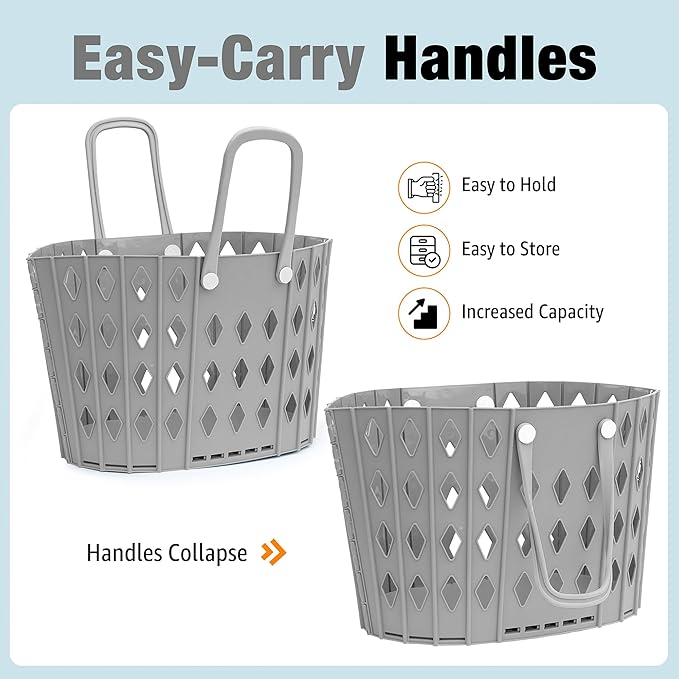 Collapsible Laundry Baskets – Durable Foldable Laundry Hamper for Room Organization, Dirty Clothes Hamper, Basket for Blankets, and Laundry Room Storage – Gray Laundry Basket Set - 2 pack, 45L