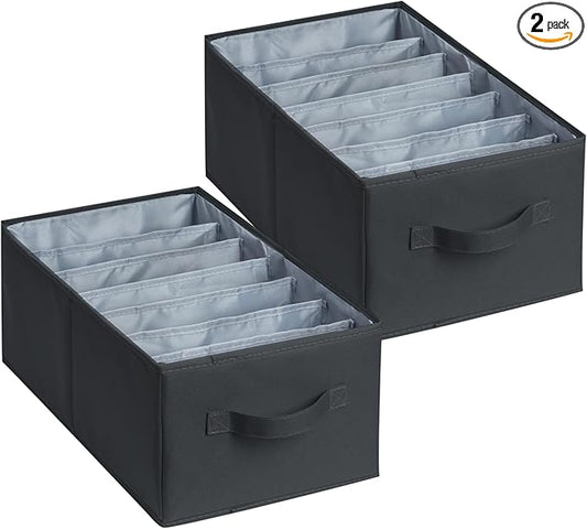 2 Pack Large Wardrobe Closet Organizer - Drawer Organizer Clothes, Efficient Sweatshirt Organizer for Closet, Versatile Closet Organizers and Storage (Black, 17.7" L x 9.8" W x 7.1" H)