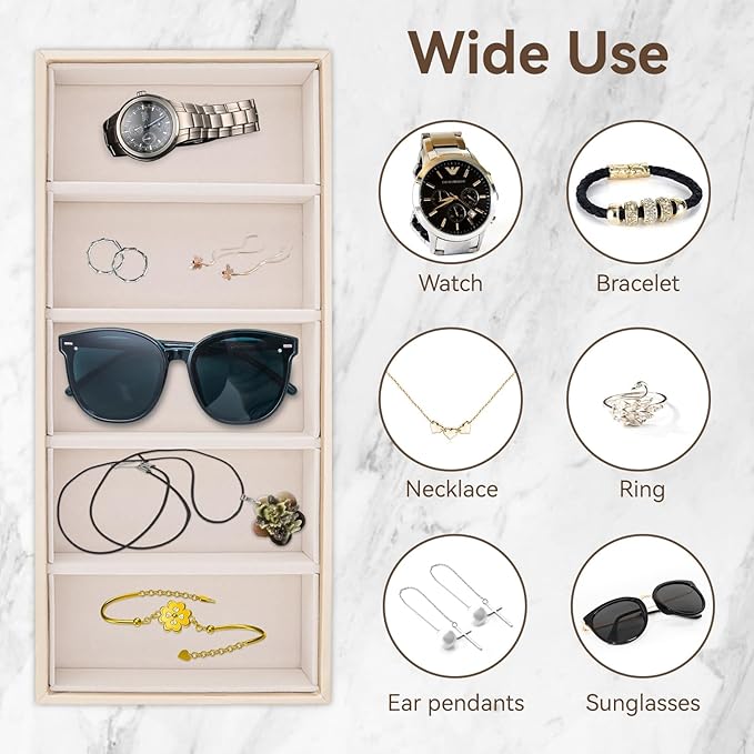 Glasses Box Tray, Sunglass Tray Stackable Glasses Display Organizer Jewelry Organizer for Watch Holder 14.96 * 6.5IN
