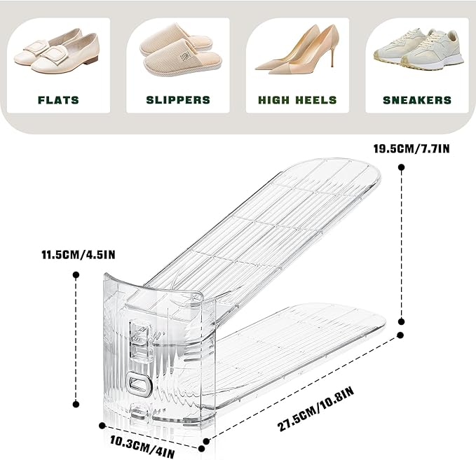 Shoe Slots Organizer for Closet,36 Pack Shoe Stacker Shoes Rack Organizer for Closet Space Saver Storage Shoe Holder Organization(Transparent)