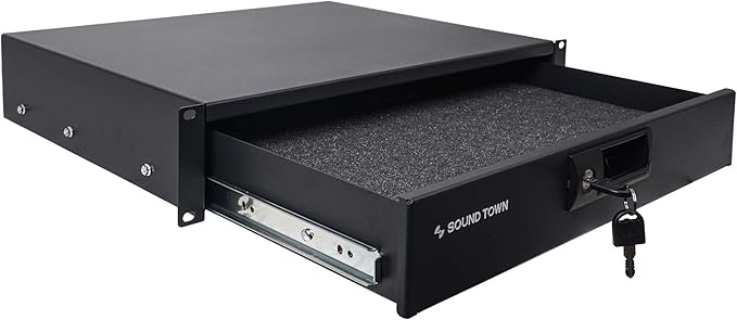 Sound Town 19-inch 2U Locking Rack Drawer, with Protection Foam (STRD-2D)