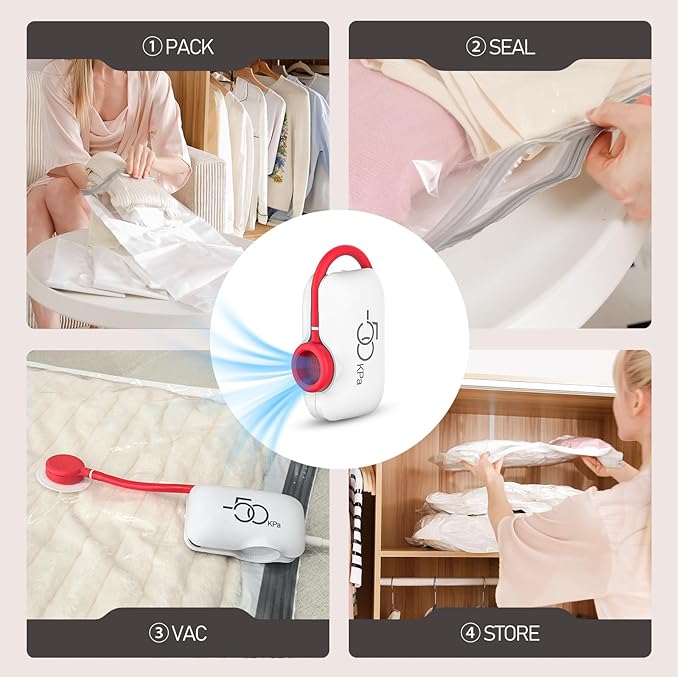 12 Pack Travel Vacuum Storage Bags with High Pressure Electric Pump - Portable Vacuum Seal Bags for Clothing, Luggage & Travel Space Saving