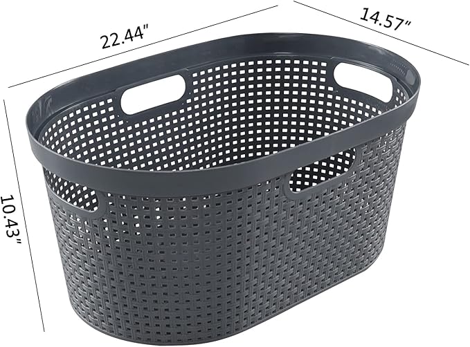 Vababa 4 Pack 40 Liter Plastic Laundry Basket with Cut-Out Handles, Gray