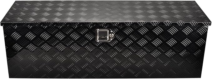 48''Inch Aluminum Truck Tool Box Truck Bed Toolbox Truck Trailer Chest Box Trailer Underbody Storage Organizer Waterproof Square Storage Organizer w/Lock & Keys Black(‎48" Lx15 Wx15 H)